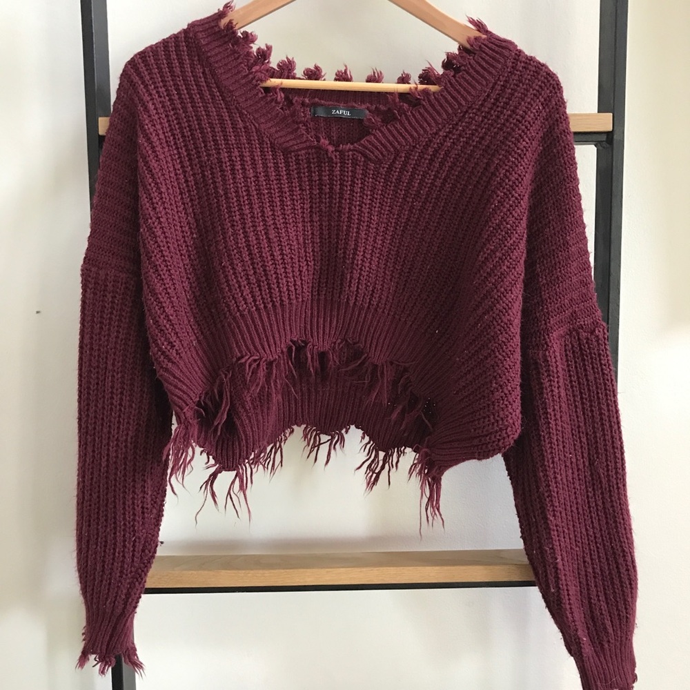Maroon Cropped Sweater